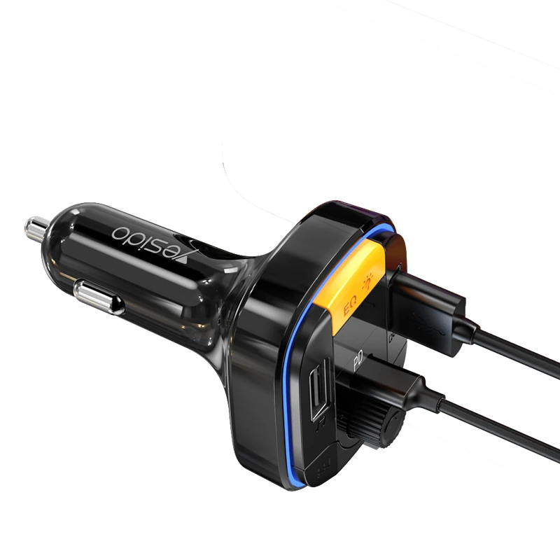 „Yesido“ FM siųstuvas Y45 MP3, „Bluetooth“ - 2xUSB + C tipo + „Micro SD“ - QC 18W PD 20W juodas