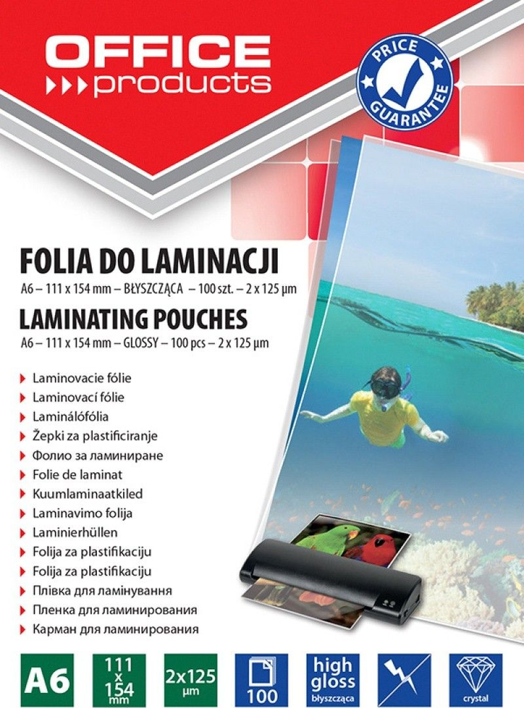 Office Products Laminavimo vokeliai, folija A6 2x125mic 100vnt