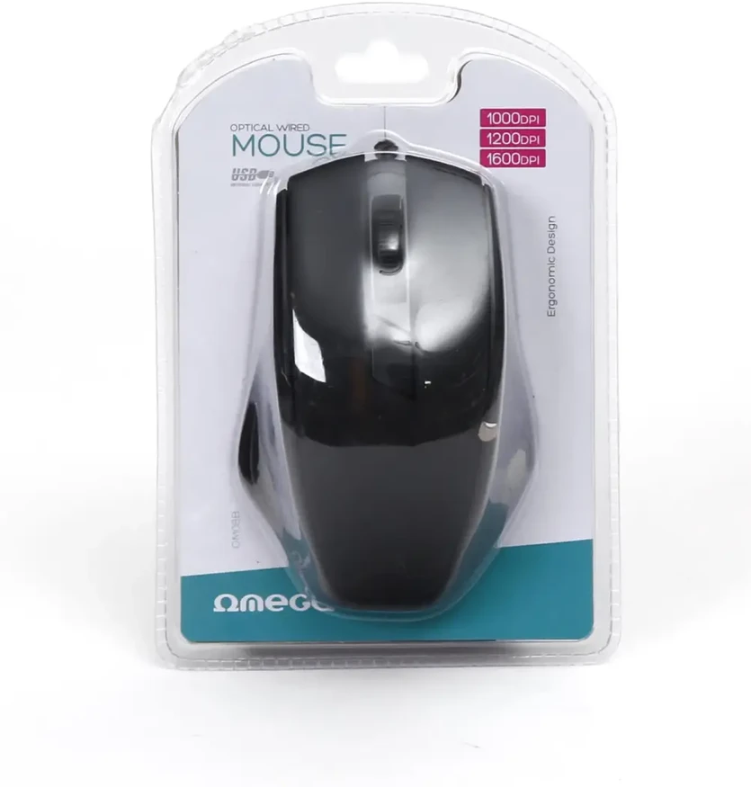 Omega OM08B kompiuterinė pelė | 1000 DPI | USB | Juoda