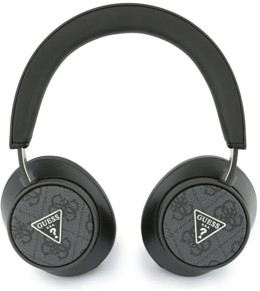 Guess PU Leather 4G Triangle Logo ENC belaidės ausinės juodos spalvos