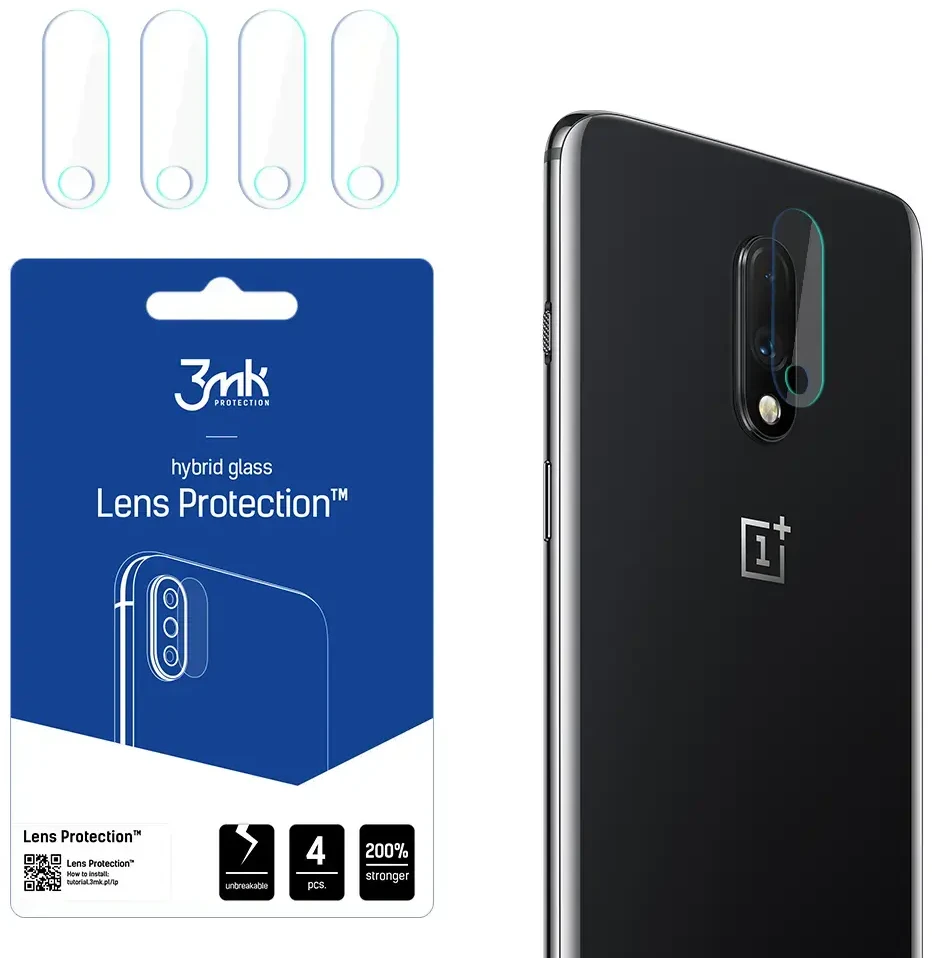 HIBRIDINIS STIKLAS 3MK LANKSTUS STIKLINIS OBJEKTYVAS ONEPLUS 7 FOTOAPARATUI 4 VNT.