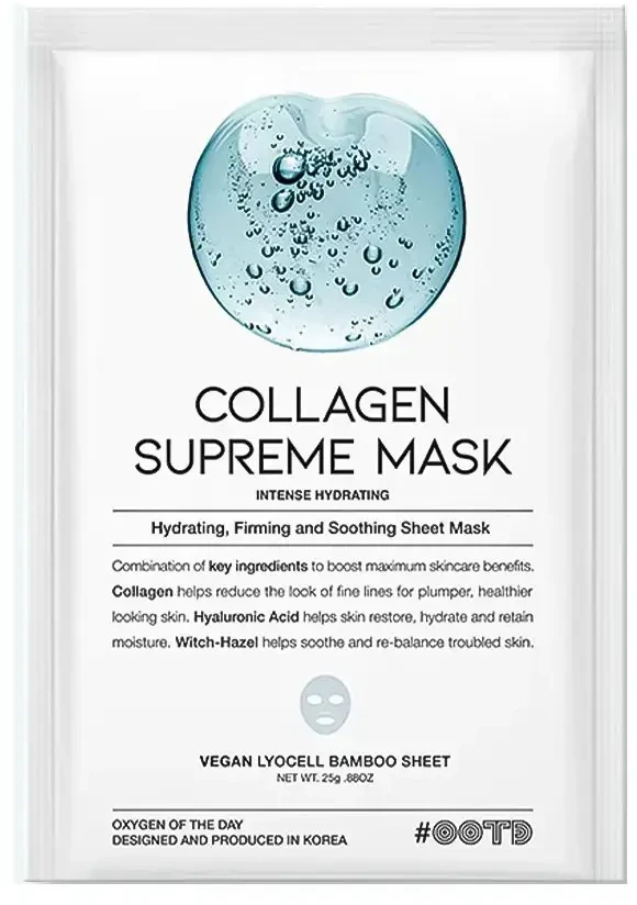 #OOTD, Collagen Supreme, Intense Hydration, Sheet Mask, For Face, 25 ml
