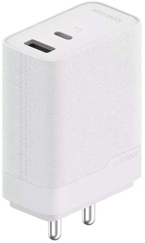 Oppo SuperVOOC USB-C 100W Travel Charger + USB-C Data Cable Baltas