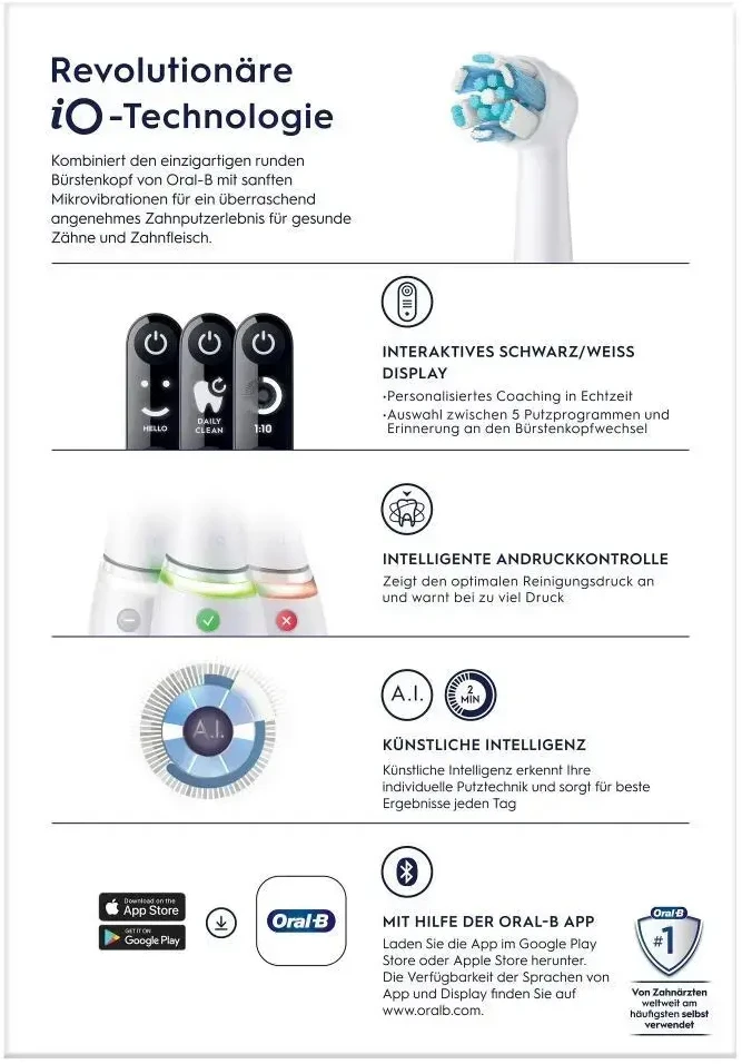 Elektrinis dantų šepetėlis Oral-B iO Series 6, Baltas