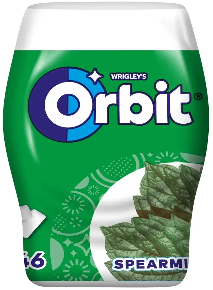 Kramtomoji guma su saldikliais ORBIT becukrė mėtų skonio spearmint, 64g