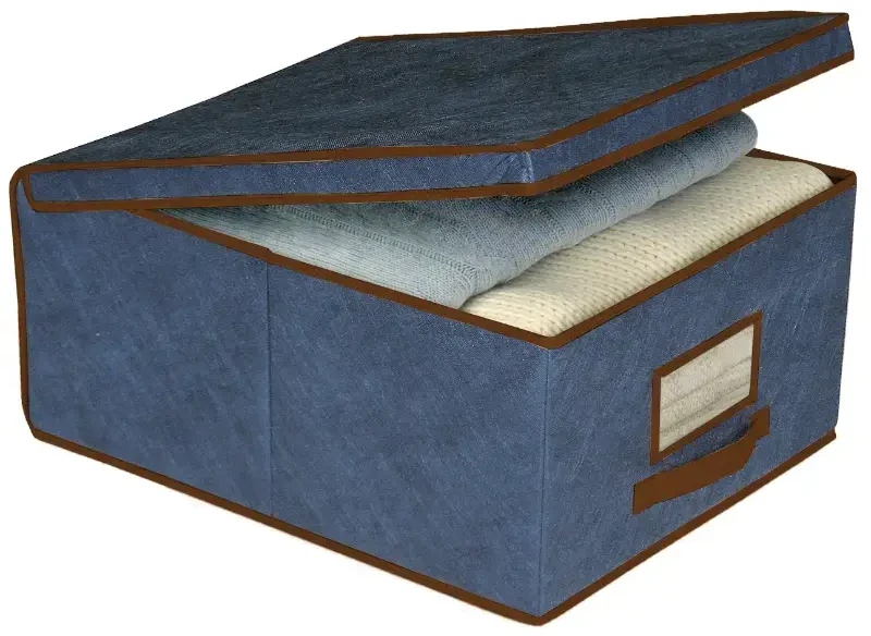 ORDINETT Box fabric 48x36x19cm Mėlyna
