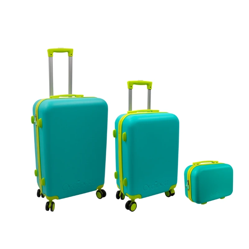 Kelioninis ORDINETT Komodos komplektas iš 3 dalių 60L (42x25x64cm) + 43L (36x23x56cm) + 15L (24x17x33cm) žalia