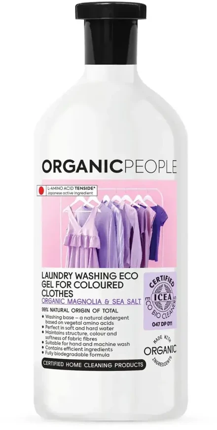 "Organic People" Spalvotiems drabužiams "Magnolija ir jūros druska" skalbimo gelis 200ml