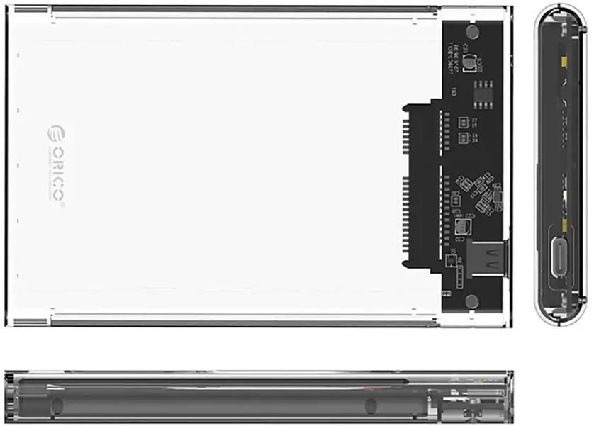 Kietasis diskas „Orico 2139C3“ 2,5 colio HDD/SSD USB-C 5 Gb/s diskas – skaidrus