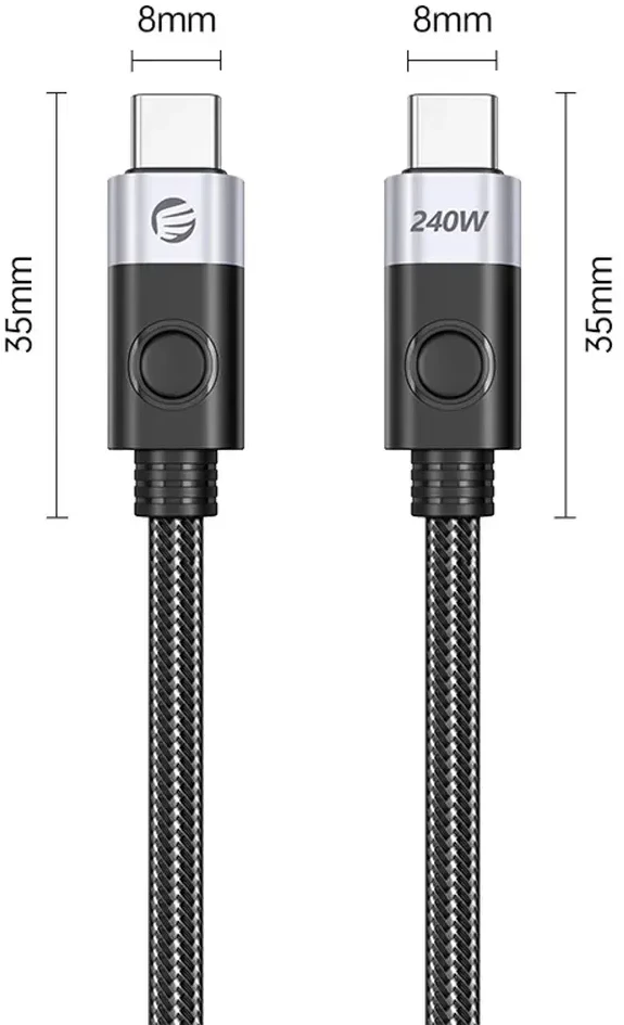 Orico CC240 USB-C į USB-C kabelis 240W USB4 40Gb/s 8K 60Hz 0.5m - Juodas