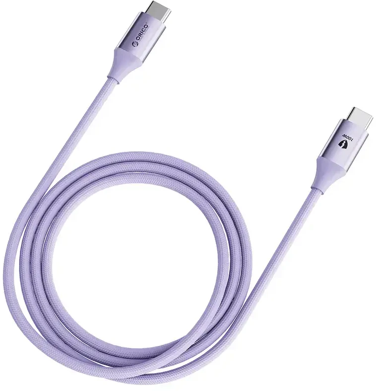 Kabelis Orico CDX 100W 5A Power Delivery USB-C – USB-C 1m – violetinės spalvos