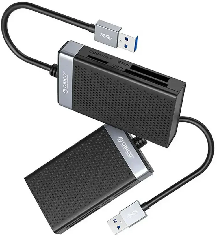 Orico CL4D-A3 USB-A 3.0 SD Micro SD CF MS 5 Gb/s atminties kortelių skaitytuvas - Juodas ir Sidabrinis
