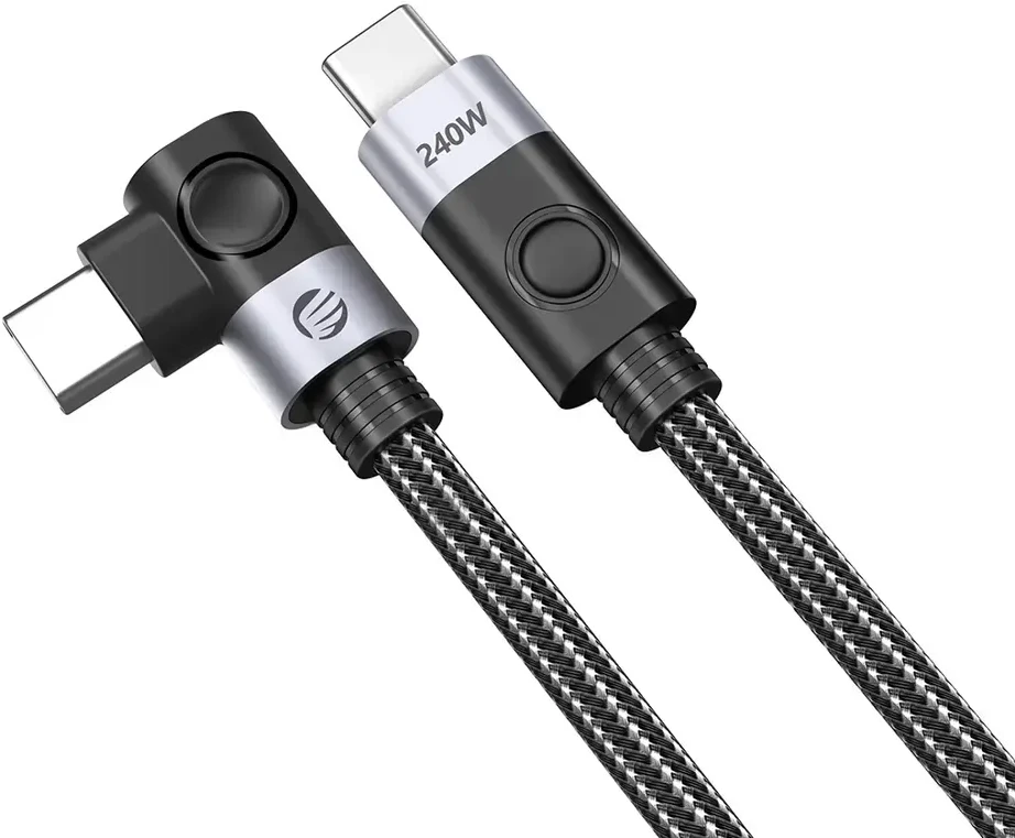 Orico CW240 USB-C į USB-C PD 240W 1,5 m kampinis kabelis - Juodas