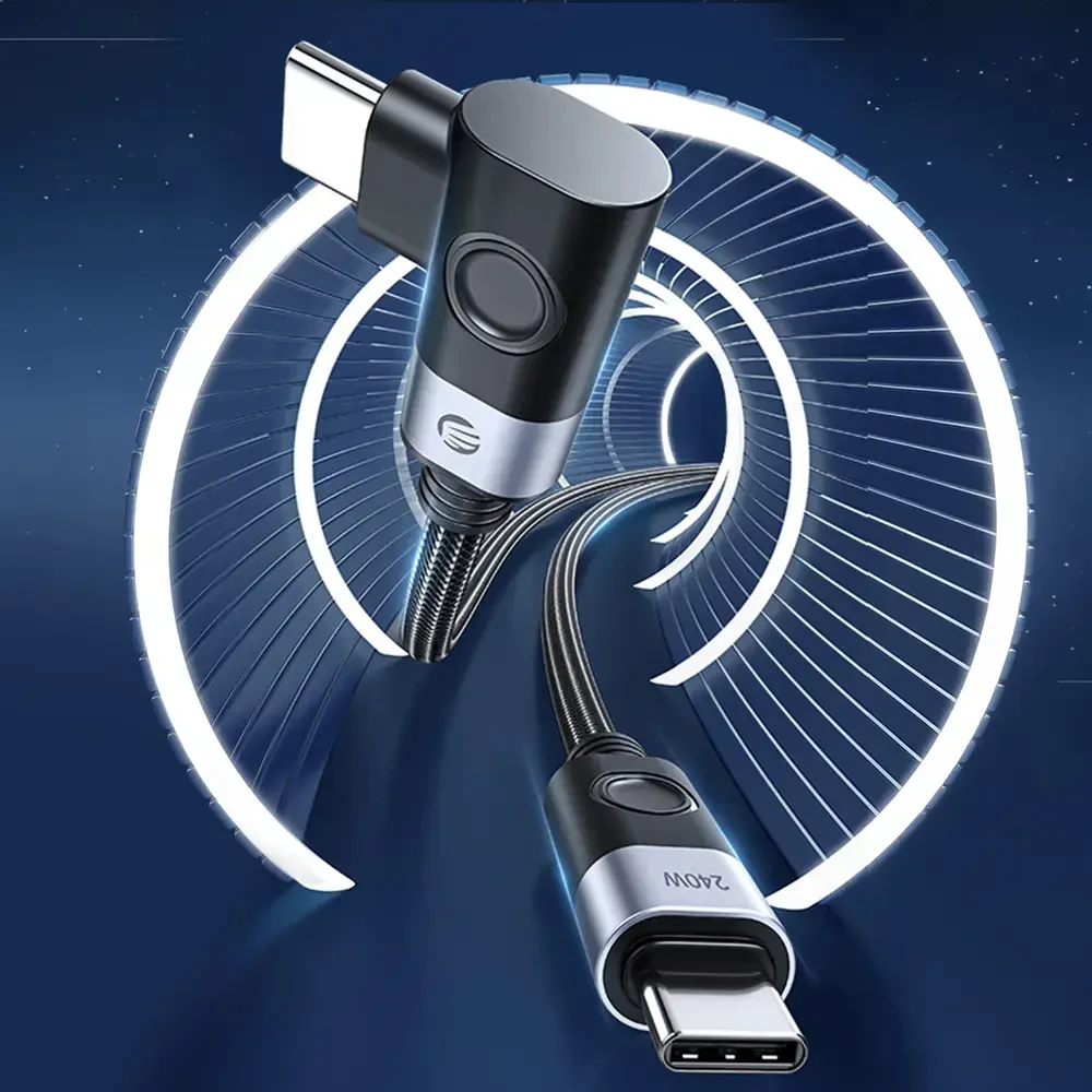 Orico CW240 USB-C į USB-C PD 240W 1,5 m kampinis kabelis - Juodas