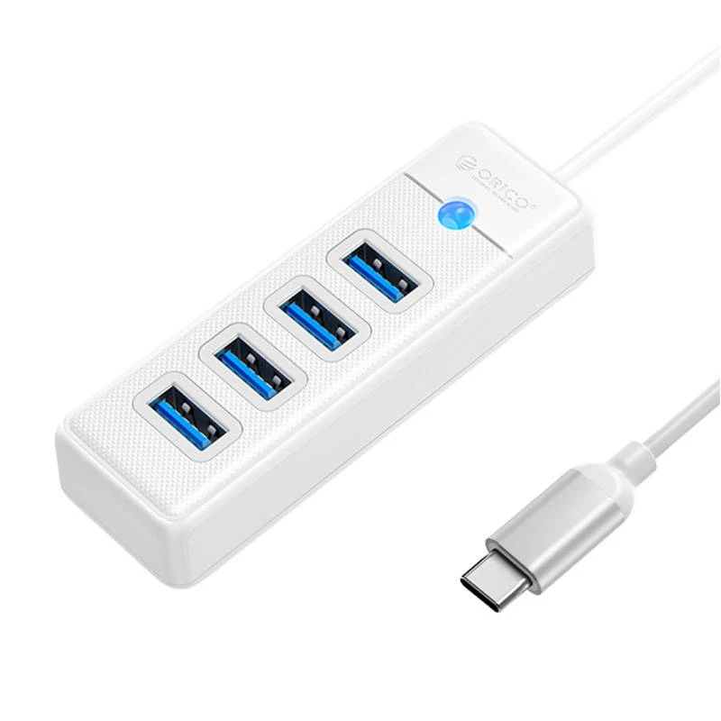 Baltas Orico USB-C 4 prievadų šakotuvas