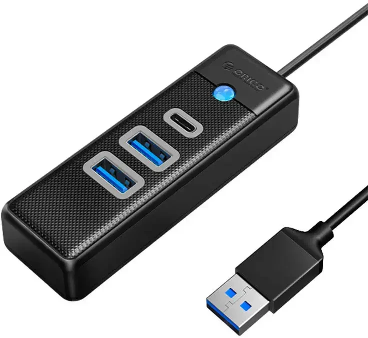 Orico Hub adapteris USB prie 2x USB 3.0 + USB-C, 5 Gbps, 0.15 m (juodas)