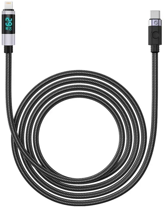 Orico LDC2L USB-C į Lightning PD kabelis 29W su LED Ekranas 480Mbps 1.5m - Juodas