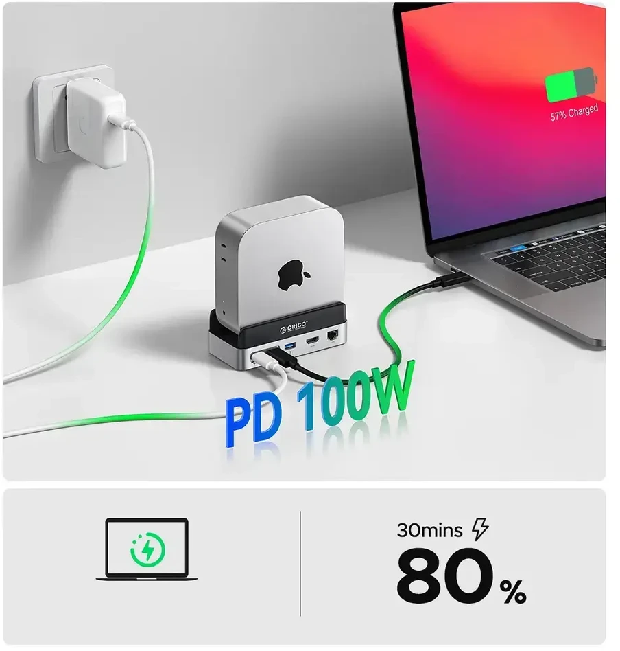 „Orico MiniDock 10-in-1“ prijungimo stotelė su SSD kietojo disko lizdu – „Sidabrinis“