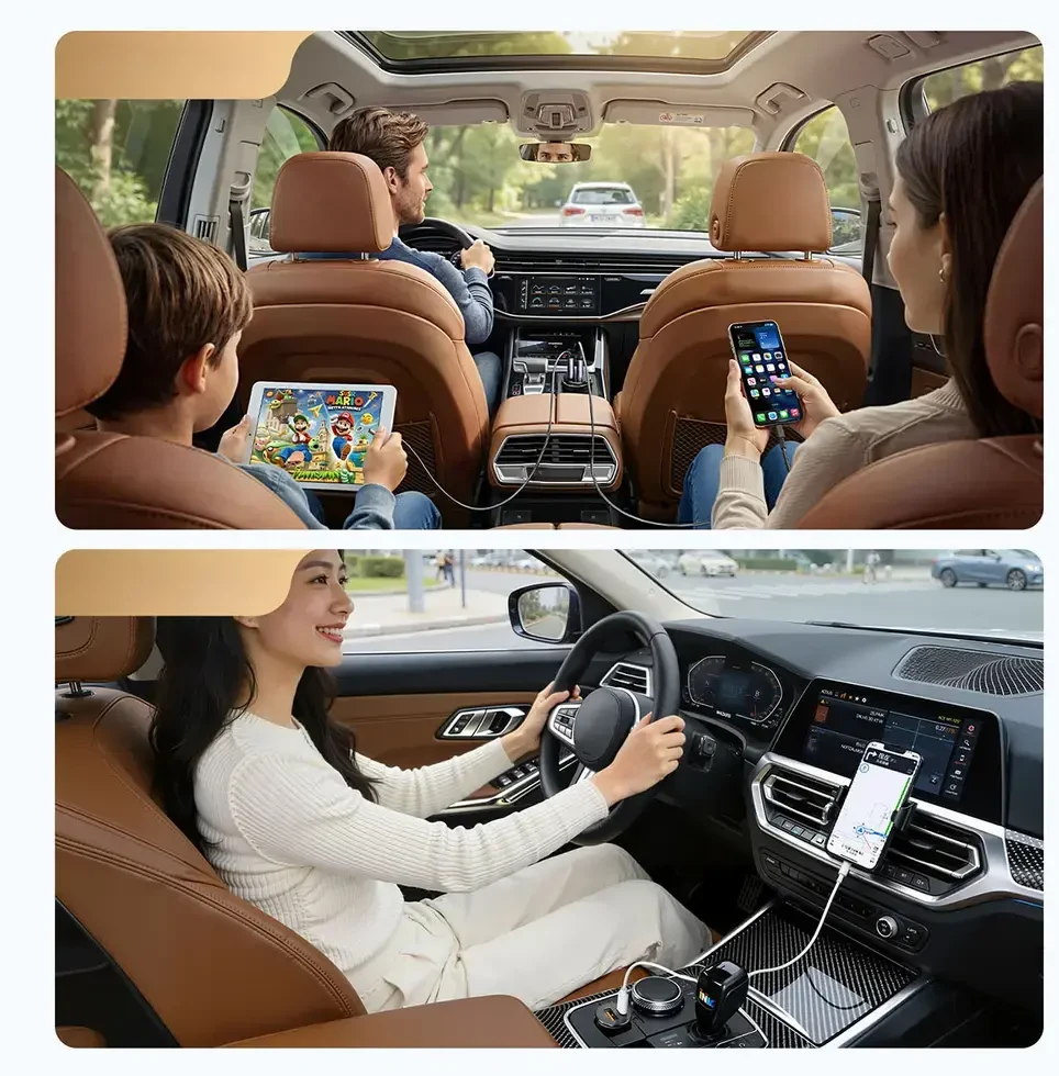 Orico PowerMini 30W USB-C + USB-A automobilinis įkroviklis - Juodas