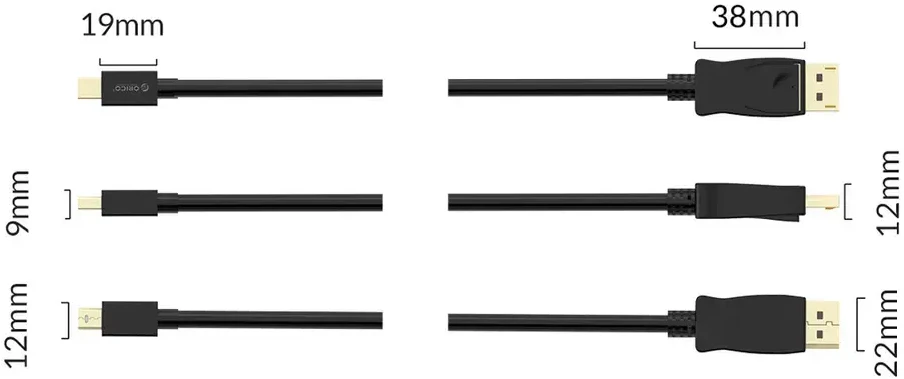 Orico XD-MDTH4 4K 30Hz Mini DisplayPort į HDMI kabelis 3m - Juodas