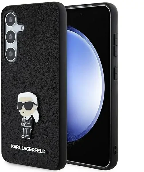 Karl Lagerfeld KLHCSA35GKNPSK A35 A356 juodos spalvos kietas dėklas Fixed Glitter Ikonik Logo Metal Pin