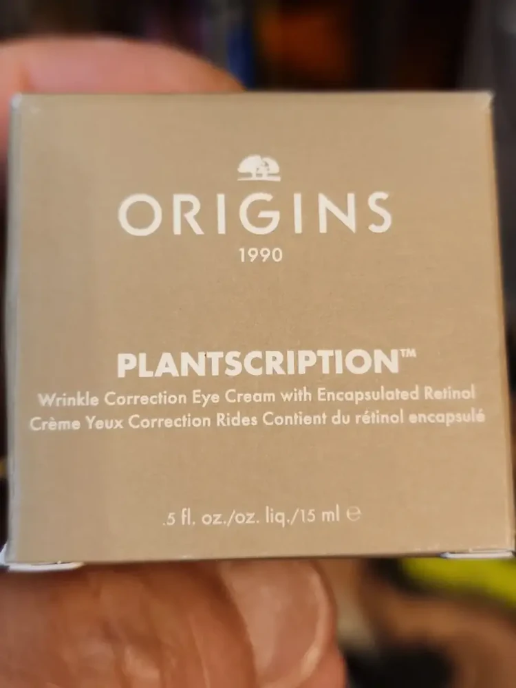 Origins Plantscription Wrinkle Correction Paakių kremas With Encapsulated Retinol drėkinamasis ir glotninamasis paakių kremas su retinoliu, 15 ml