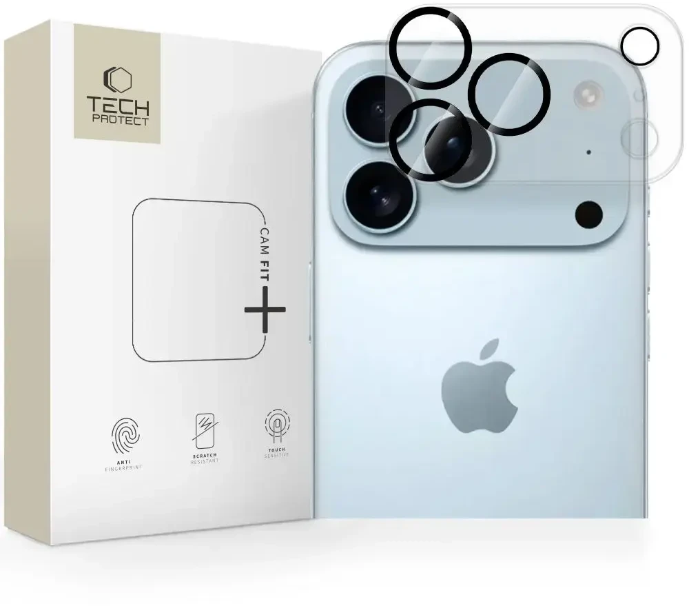 „Tech-Protect Cam Fit+“ kameros dėklas, skirtas „iPhone 17 Pro Max“ – skaidrus