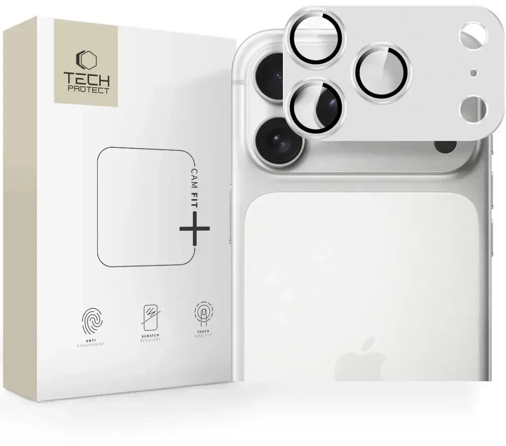 „Tech-Protect Camfull Fit+“ kameros objektyvo stiklas, skirtas „iPhone 17 Pro Max“ – „Sidabrinis“
