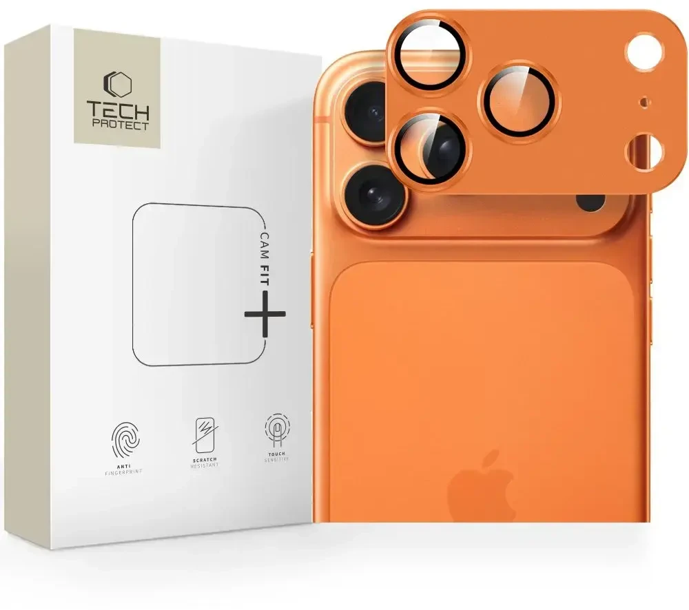 „Tech-Protect Camfull Fit+“ kameros objektyvo stiklas, skirtas „iPhone 17 Pro Max“ - oranžinis