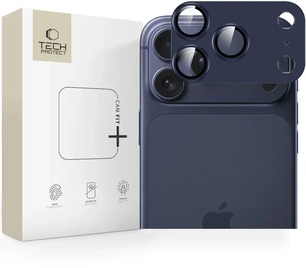 „Tech-Protect Camfull Fit+“ kameros objektyvo stiklas, skirtas „iPhone 17 Pro“ – tamsiai mėlynas Mėlyna