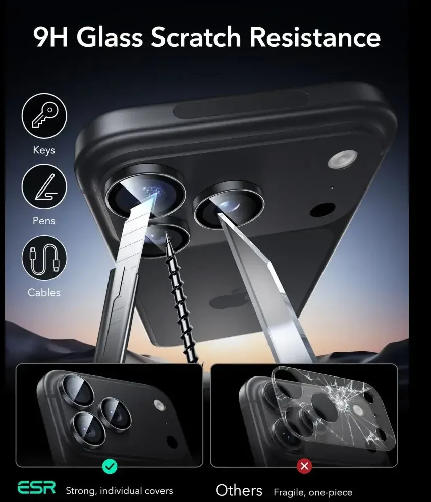 KAMEROS APSAUGA ESR ARMORITE CAMERA PROTECTOR iPhone 18 PRO / 18 PRO MAX JUODA