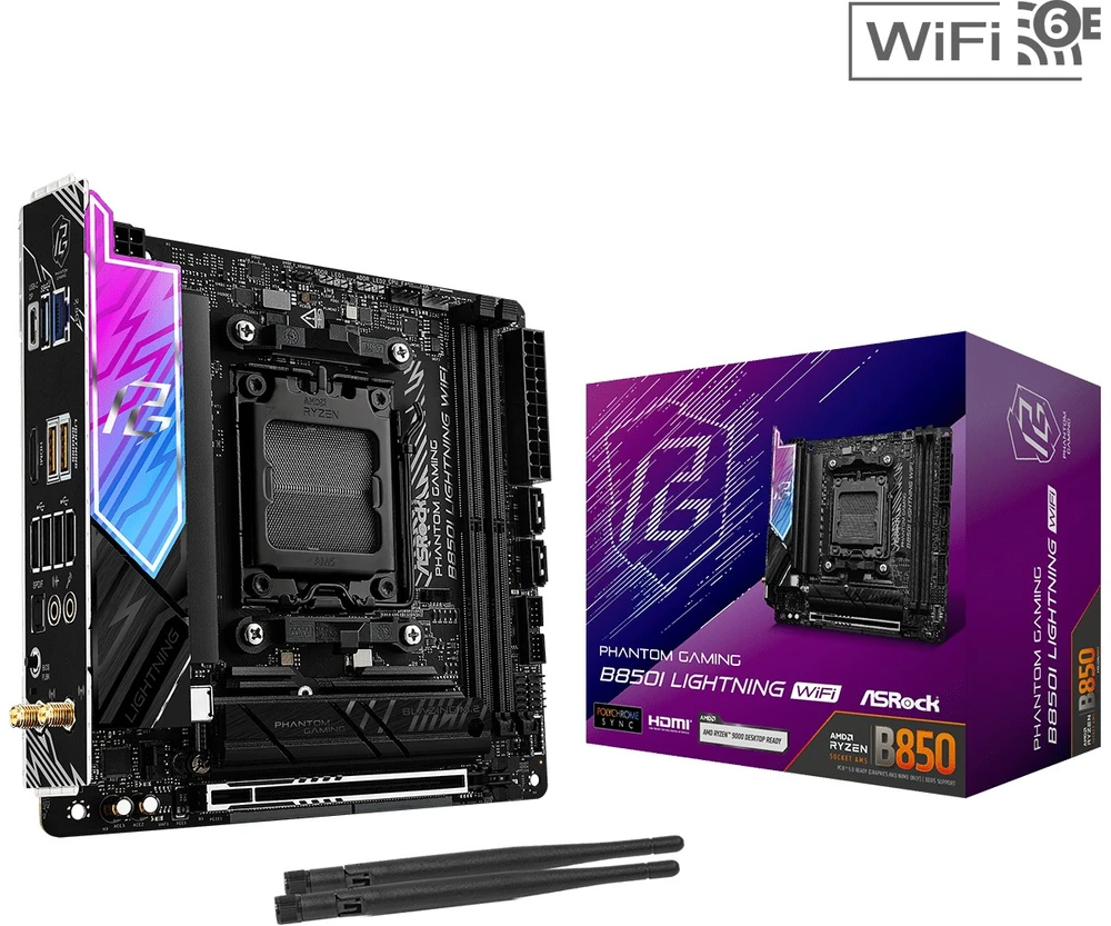 ASRock Phantom Gaming B850I „Lightning WiFi“ AMD B850 Socket AM5 mini ITX