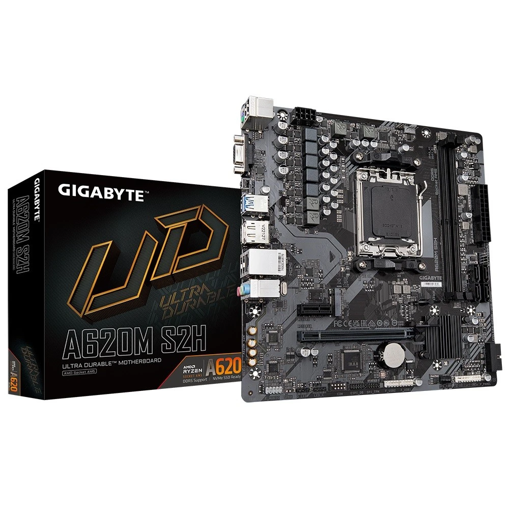 Pagrindinė plokštė Gigabyte Gigabaitas | A620M S2H 1,0 M/B | Procesorių šeima AMD | Procesoriaus lizdas AM5 | DDR5 DIMM | Atminties lizdai 2 | Palaikomos standžiojo disko sąsajos SATA, M.2 | SATA jungčių skaičius 4 | Lustų rinkinys AMD A620 | Mikro ATX