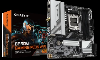 Pagrindinė plokštė Gigabyte B650M GAMING PLUS WF | Procesorių šeima AMD | Procesoriaus lizdas AM5 | DDR5 | Palaikomos standžiojo disko sąsajos M.2, SATA | SATA jungčių skaičius 4