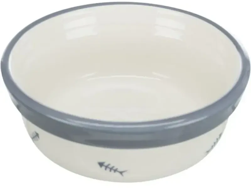 Trixie Dubenėlių kompl., keramika-metal., 2x0.3 l, ø 12 cm-26x7x14 cm, balta-mėlyna