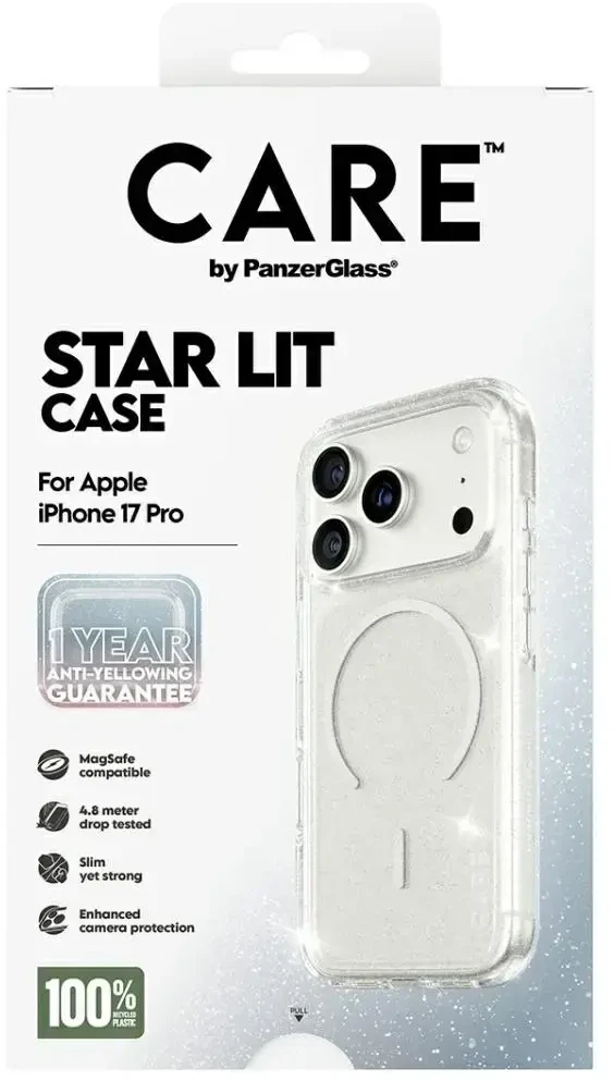 Dėklas Panzer Glass „CARE by PanzerGlass Flagship Urban Explorer“ su baltu „MagSafe“ dėklu, skirtu „iPhone 17 Pro Star Lit“