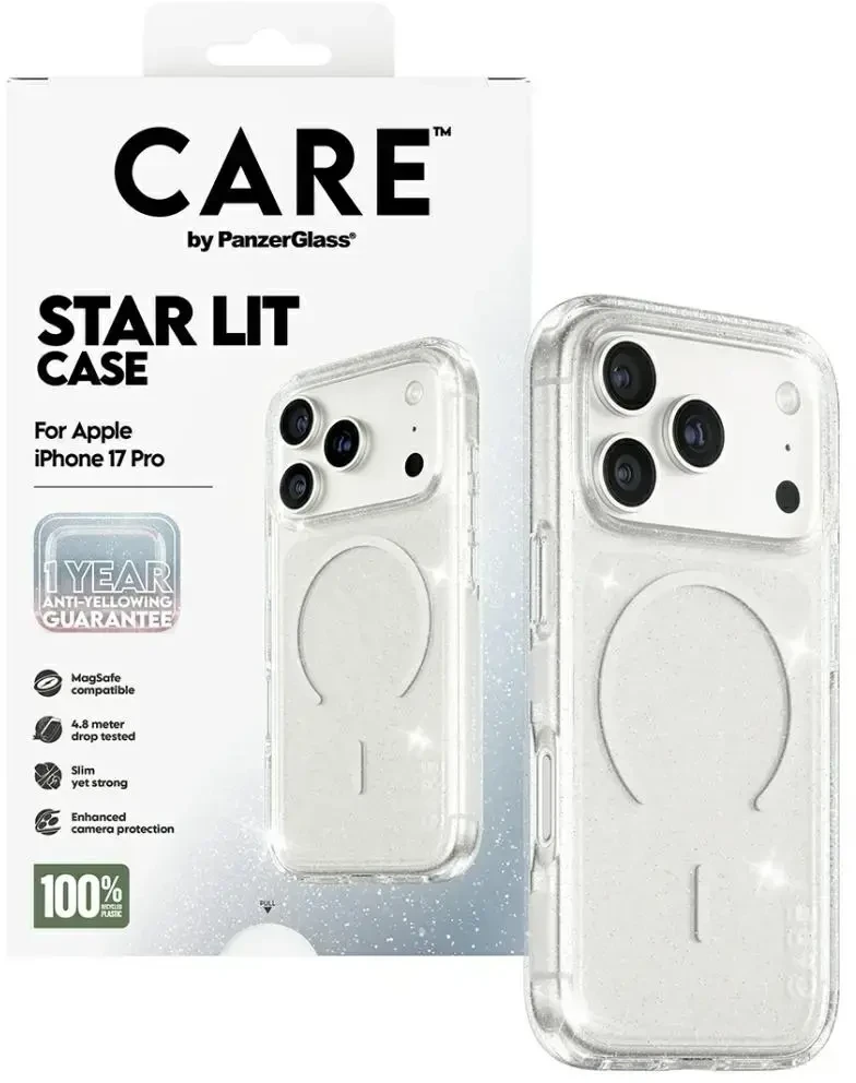 Dėklas Panzer Glass „CARE by PanzerGlass Flagship Urban Explorer“ su baltu „MagSafe“ dėklu, skirtu „iPhone 17 Pro Star Lit“