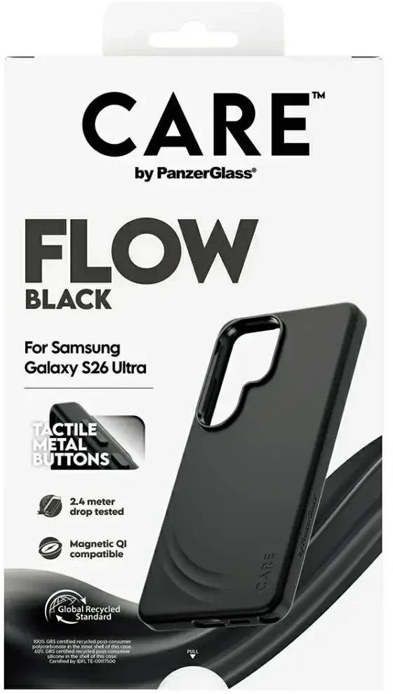 Panzer Glass „CARE by PanzerGlass Flow Juodas Qi“ dėklas, skirtas „Samsung Galaxy S26 Ultra“ – juodas