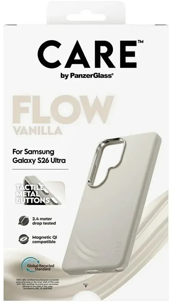 Panzer Glass „CARE by PanzerGlass Flow Vanilla Qi“ dėklas, skirtas „Samsung Galaxy S26 Ultra“ – smėlio spalvos