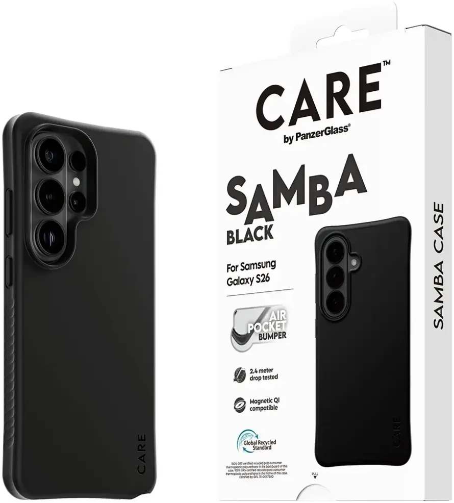Panzer Glass Telefono dėklas iš perdirbto TPU, Qi suderinamas, juodas CARE by PanzerGlass