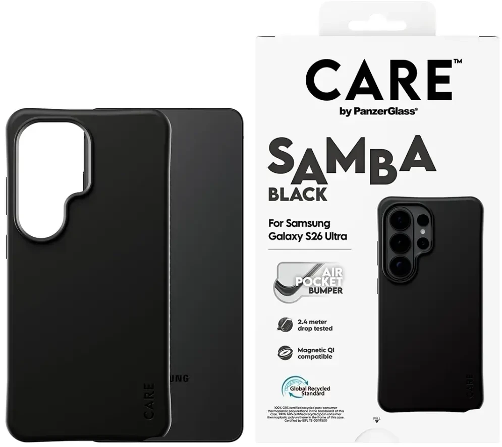 Panzer Glass Telefono dėklas iš perdirbto TPU, Qi suderinamas, juodas CARE by PanzerGlass