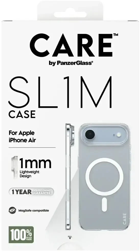 Panzer Glass „CARE by PanzerGlass“ SL1M telefono dėklas su „MagSafe“ palaikymu, skirtas „iPhone 17 Air“, permatomas