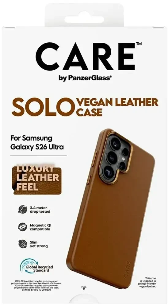 Panzer Glass Telefono dėklas iš dirbtinės odos, rudas, Qi suderinamas CARE by PanzerGlass