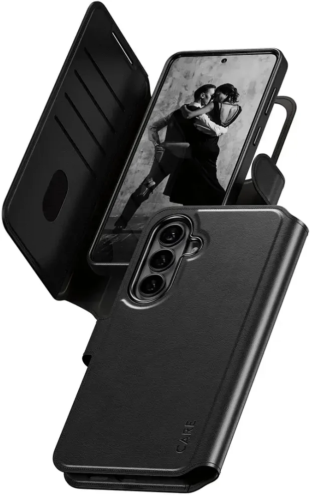 Panzer Glass „CARE by PanzerGlass Tango 2in1“ piniginės dėklas, skirtas „Samsung Galaxy S26+“ – juodas