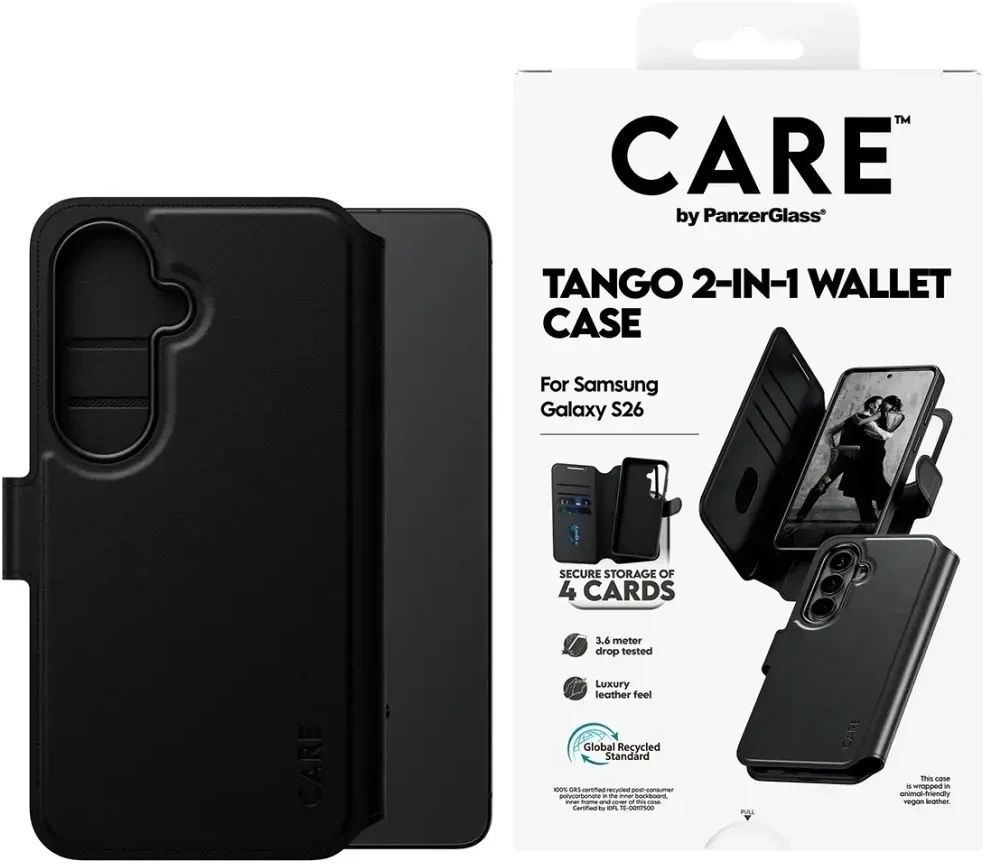 Dėklas Panzer Glass Knygutė 2in1 su kortelių skyriumi Galaxy S26 CARE by PanzerGlass