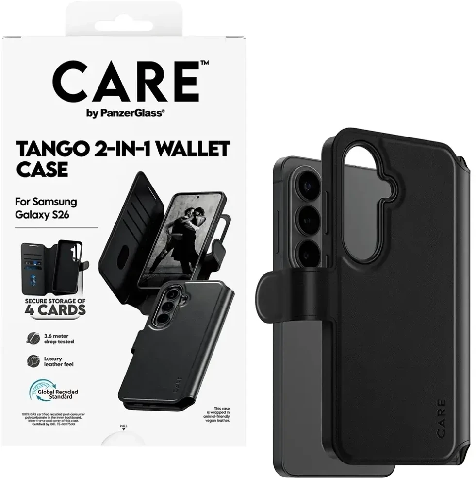 Dėklas Panzer Glass Knygutė 2in1 su kortelių skyriumi Galaxy S26 CARE by PanzerGlass