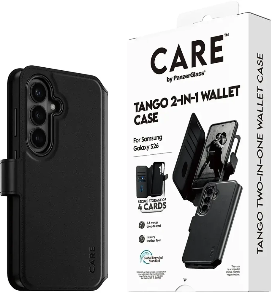 Dėklas Panzer Glass Knygutė 2in1 su kortelių skyriumi Galaxy S26 CARE by PanzerGlass