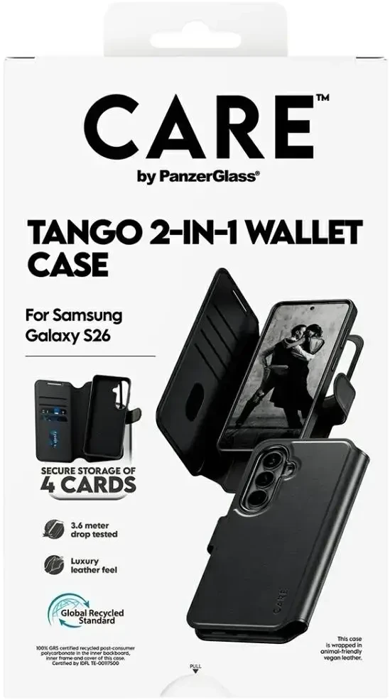 Dėklas Panzer Glass Knygutė 2in1 su kortelių skyriumi Galaxy S26 CARE by PanzerGlass
