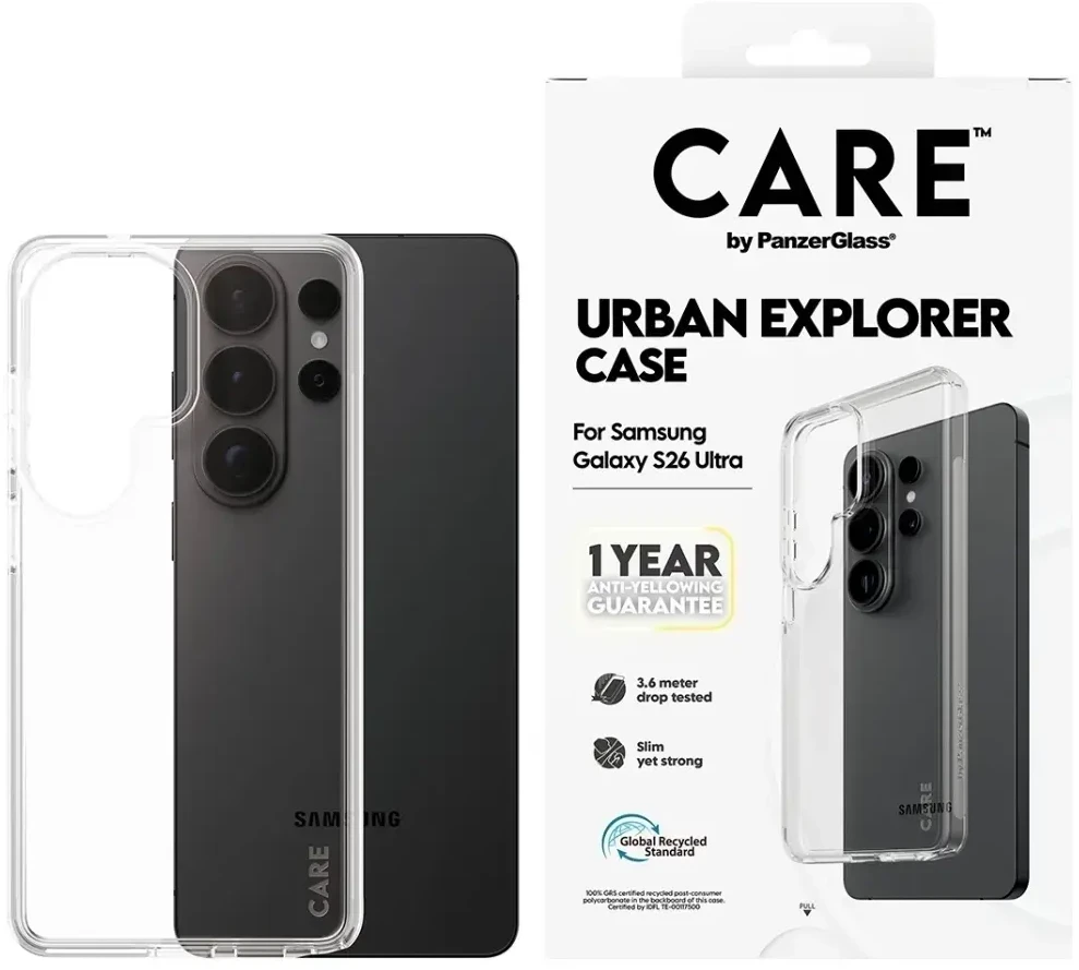 „Panzer Glass CARE by PanzerGlass Urban Explorer“ skaidrus dėklas, skirtas „Samsung Galaxy S26 Ultra“ – skaidrus