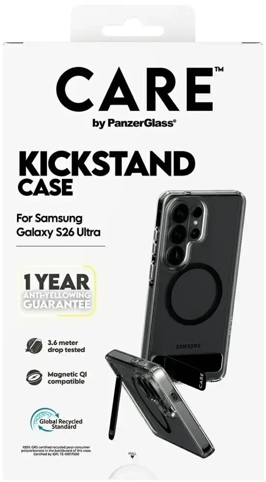 „Panzer Glass CARE by PanzerGlass Urban Explorer“ permatomas dėklas su Juodas Qi, skirtas „Samsung Galaxy S26 Ultra“ - skaidrus